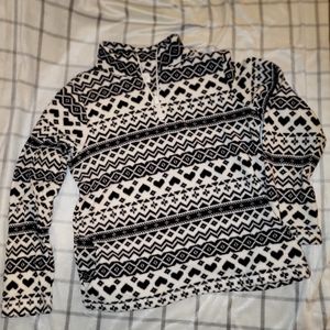 Girls Children's Place Black and White Fleece Half-Zip Pull-Over (Size 10/12)